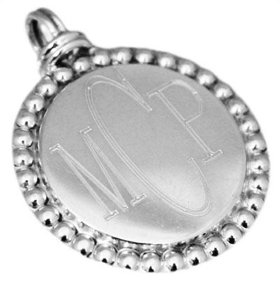 Sterling Silver Quarter Size Engravable Pendant With beaded Edge - Atlanta Jewelers Supply