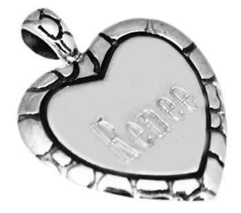Sterling Silver Engravable Heart Pendant With A Pebbled Trim - Atlanta Jewelers Supply
