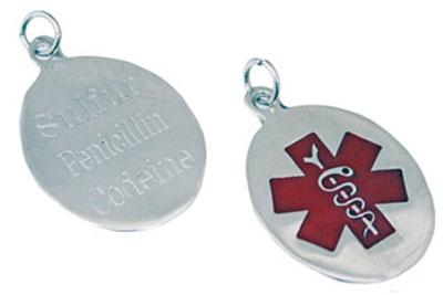 Sterling Silver Oval 30 X 22Mm Medical Alert Pendant - Atlanta Jewelers Supply