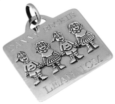 Sterling Silver Rectangular Engravable Boy-Girl-Boy-Girl Pendant - Atlanta Jewelers Supply