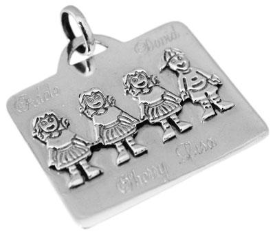 Sterling Silver Rectangular Engravable Girl-Girl-Girl-Boy Pendant - Atlanta Jewelers Supply
