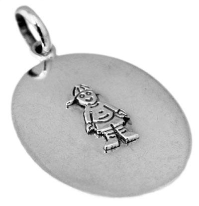 Sterling Silver Oval Engravable Single Child Pendant - Atlanta Jewelers Supply