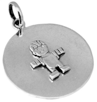 Sterling Silver Round Engravable Boy Pendant - Atlanta Jewelers Supply