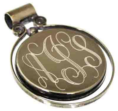 Sterling Silver Large Circle Chocolate Engravable Pendant - Atlanta Jewelers Supply