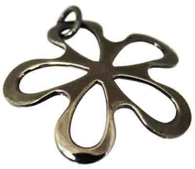 Sterling Silver Large Flower Shape Chocolate Silver Pendant< - Atlanta Jewelers Supply