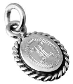 Sterling Silver Engravable Vertical Oval Pendant With Rope Trim - Atlanta Jewelers Supply