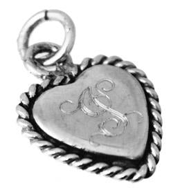 Sterling Silver Engravable Heart Pendant With Rope Trim - Atlanta Jewelers Supply
