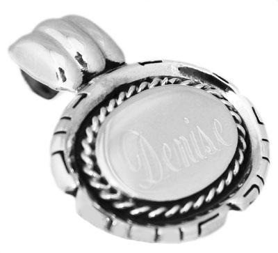 Sterling Silver Engravable Horizontal Oval Pendant With Rope Trim & A Shrimp Bail - Atlanta Jewelers Supply