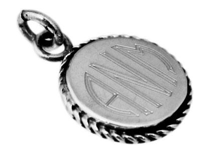 Sterling Silver Engravable Round Pendant With Rope Trim & Jump Ring - Atlanta Jewelers Supply