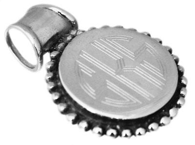 Sterling Silver Engravable Round Pendant With Beaded Trim - Atlanta Jewelers Supply