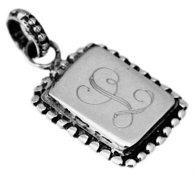 Sterling Silver Small Vertical Rectangle Pendant With A Beaded Trim - Atlanta Jewelers Supply