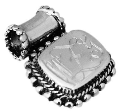 Sterling Silver Rectangular Engravable Pendant With Roped & Beaded Trim - Atlanta Jewelers Supply