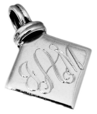 Sterling Silver Diamond Shape Engravable Pendant & Fancy Double Knot Bail - Atlanta Jewelers Supply
