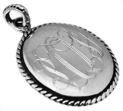 Sterling Silver Large Round Engravable Pendant With Rope Trim - Atlanta Jewelers Supply