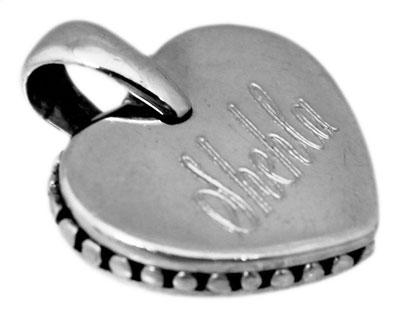 Sterling Silver Engravable Heart Shaped Pendant With Beaded Trim - Atlanta Jewelers Supply