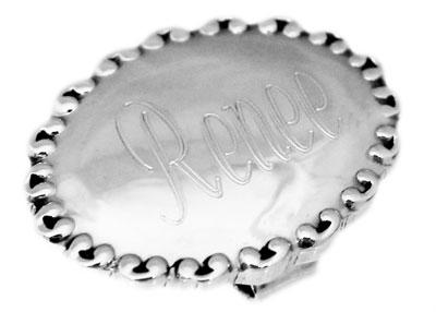 Sterling Silver Horizontal Oval Engravable Beaded Style Pendant - Atlanta Jewelers Supply