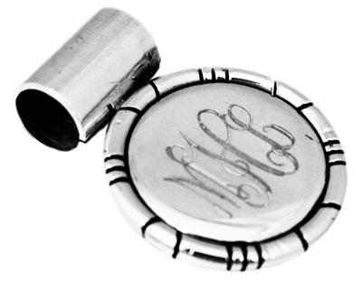 Sterling Silver Round Engravable Pendant With A Striped Trim - Atlanta Jewelers Supply