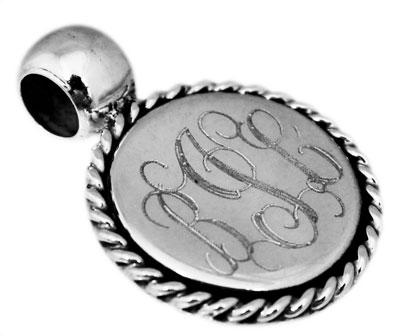 Sterling Silver Round Engravable Pendant With Rope Trim - Atlanta Jewelers Supply