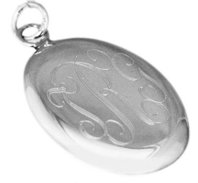 Sterling Silver Concave Vertical Oval Engravable Pendant - Atlanta Jewelers Supply