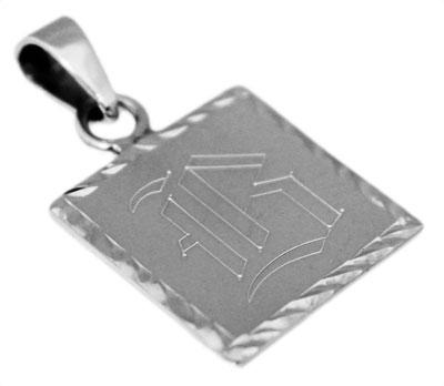 Sterling Silver Engravable Square Etched Trim Pendant - Atlanta Jewelers Supply