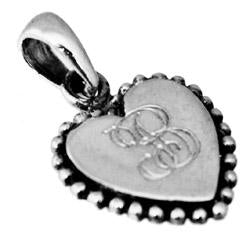 Sterling Silver Engravable Heart Pendant With A Beaded Trim - Atlanta Jewelers Supply