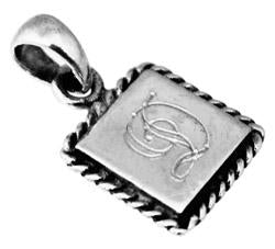 Sterling Silver Engravable Square Pendant With Roped Trim - Atlanta Jewelers Supply