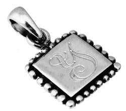 Sterling Silver Engravable Square Beaded Pendant - Atlanta Jewelers Supply