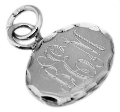 Sterling Silver Oval Engravable Pendant With Diamond Cut Edge - Atlanta Jewelers Supply