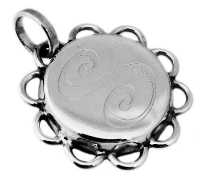 Sterling Silver Round Engravable Pendant With Fancy Wire - Atlanta Jewelers Supply