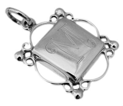 Sterling Silver Elegant Square Engravable Pendant with Filigree Edges - Atlanta Jewelers Supply