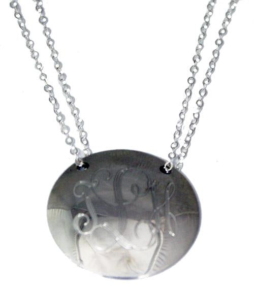 Sterling Silver Large Circle Dome Engravable Pendant With Necklace 18'' - Atlanta Jewelers Supply