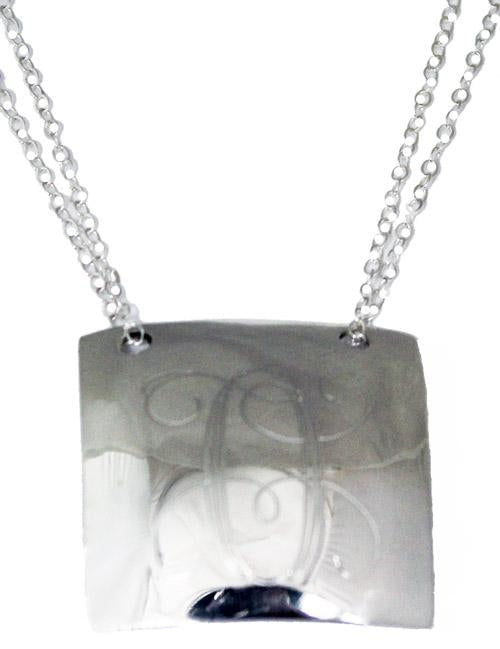 Sterling Silver Squaredome Engravable Pendant With Necklace 18'' - Atlanta Jewelers Supply