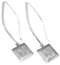 Sterling Silver Square Beveled Edge Engravable Dangled Earring - Atlanta Jewelers Supply