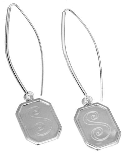 Sterling Silver Rectangle Beveled Edge Engravable Earring - Atlanta Jewelers Supply