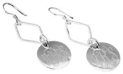 Sterling Silver Round Engravable Disc Earrings With Roped Diamond Findings - Atlanta Jewelers Supply