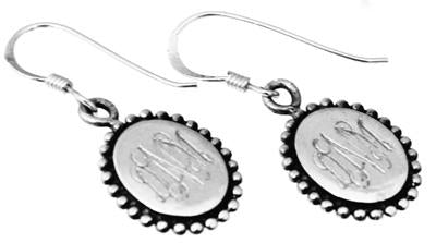 Sterling Silver Dangle Oval Beaded Engravable Earrings - Atlanta Jewelers Supply