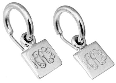 Sterling Silver Post Hoop Earring With Square Engravable Dangle Discs - Atlanta Jewelers Supply