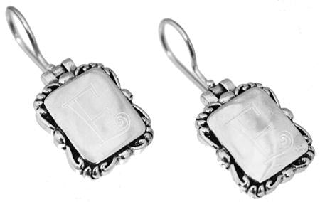 Sterling Silver Engravable Square Earrings With Designed Trim - Atlanta Jewelers Supply
