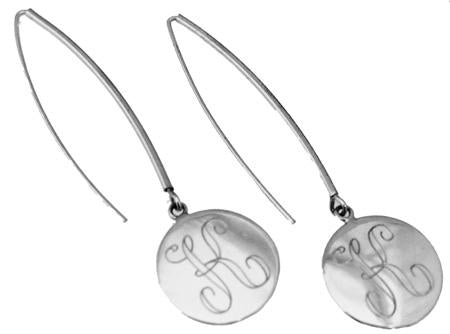Sterling Silver Circle Engravable Earring On Long Wire - Atlanta Jewelers Supply
