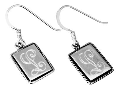 Sterling Silver Small Rectangle Earring With Roped Edge - Atlanta Jewelers Supply