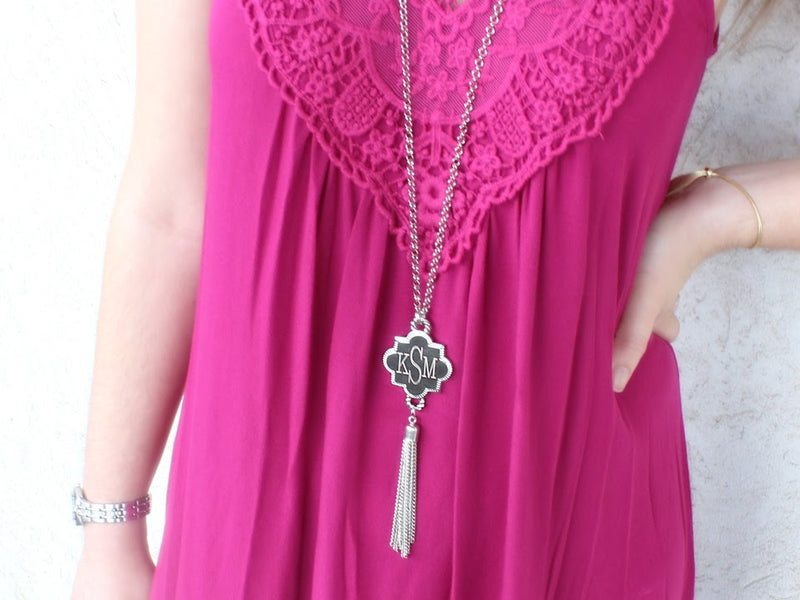 Fashion Engravable Quatrefoil Tassel Necklaces - Atlanta Jewelers Supply