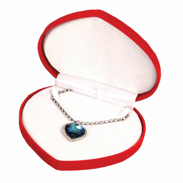 Soft Flocked Velour Heart Shaped Necklace Box