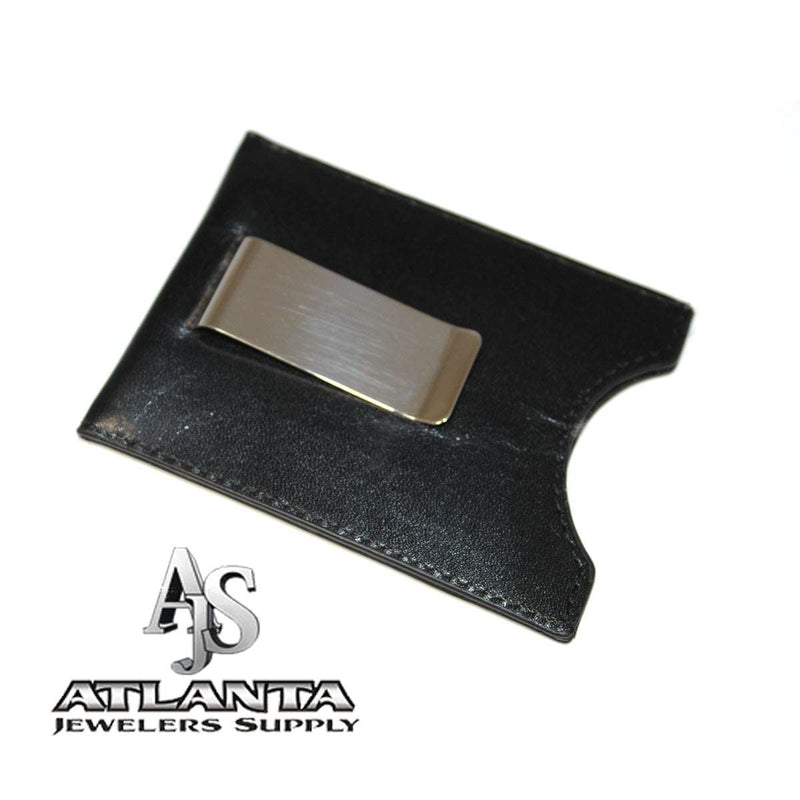 Black Leatherette Money Clip And Business Card Holder - Atlanta Jewelers Supply