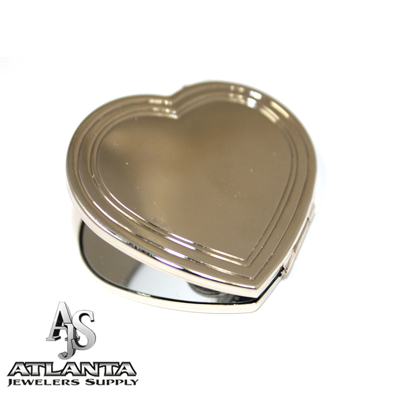 Silver Plated Engravable Heart Mirror. - Atlanta Jewelers Supply