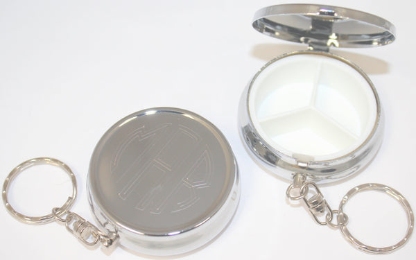 Engravable Round Pill Box Key Chain - Atlanta Jewelers Supply