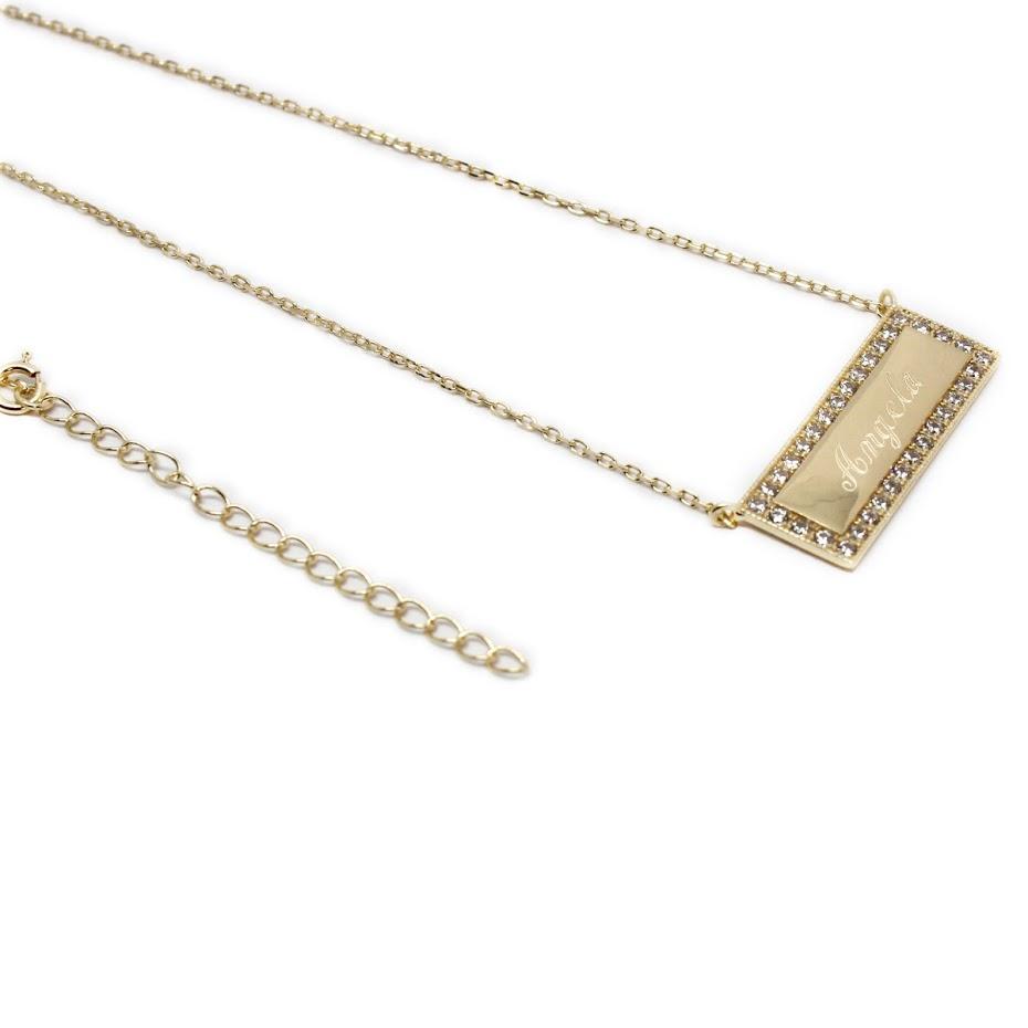 Sterling Silver Engraveable CZ Bar Necklace - Atlanta Jewelers Supply