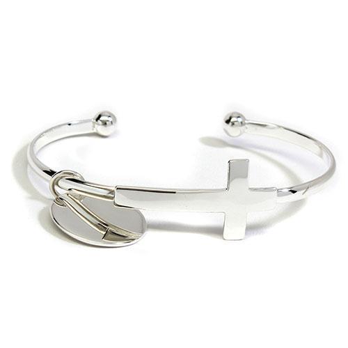 Engravable German Silver Cross Cuff Bracelet - Atlanta Jewelers Supply
