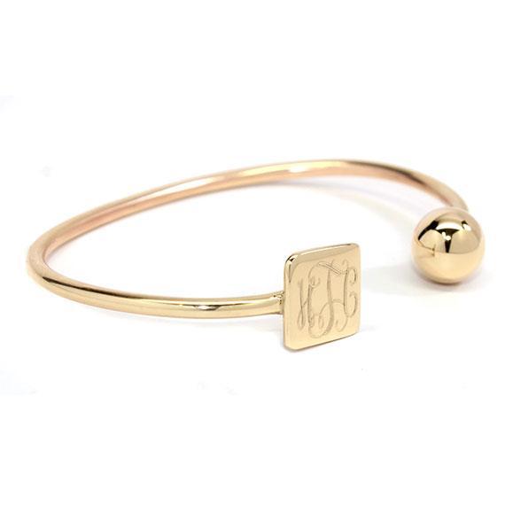Engravable Gold German Silver Disc And Ball Cuff Bracelet - Atlanta Jewelers Supply