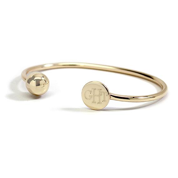 Engravable Gold German Silver Disc And Ball Cuff Bracelet - Atlanta Jewelers Supply