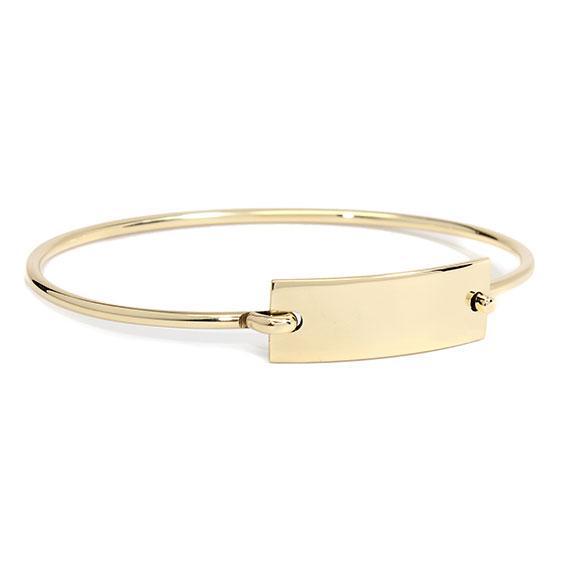 Engravable German Silver Bangle Bracelet With Rectangle Pendant - Atlanta Jewelers Supply